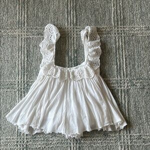 White Eyelet Ruffle Top
